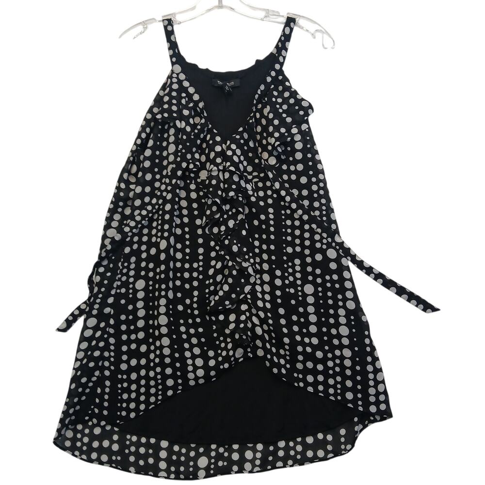White House Black Market Womens M Polka Dot Ruffle Cami Tank Top Black